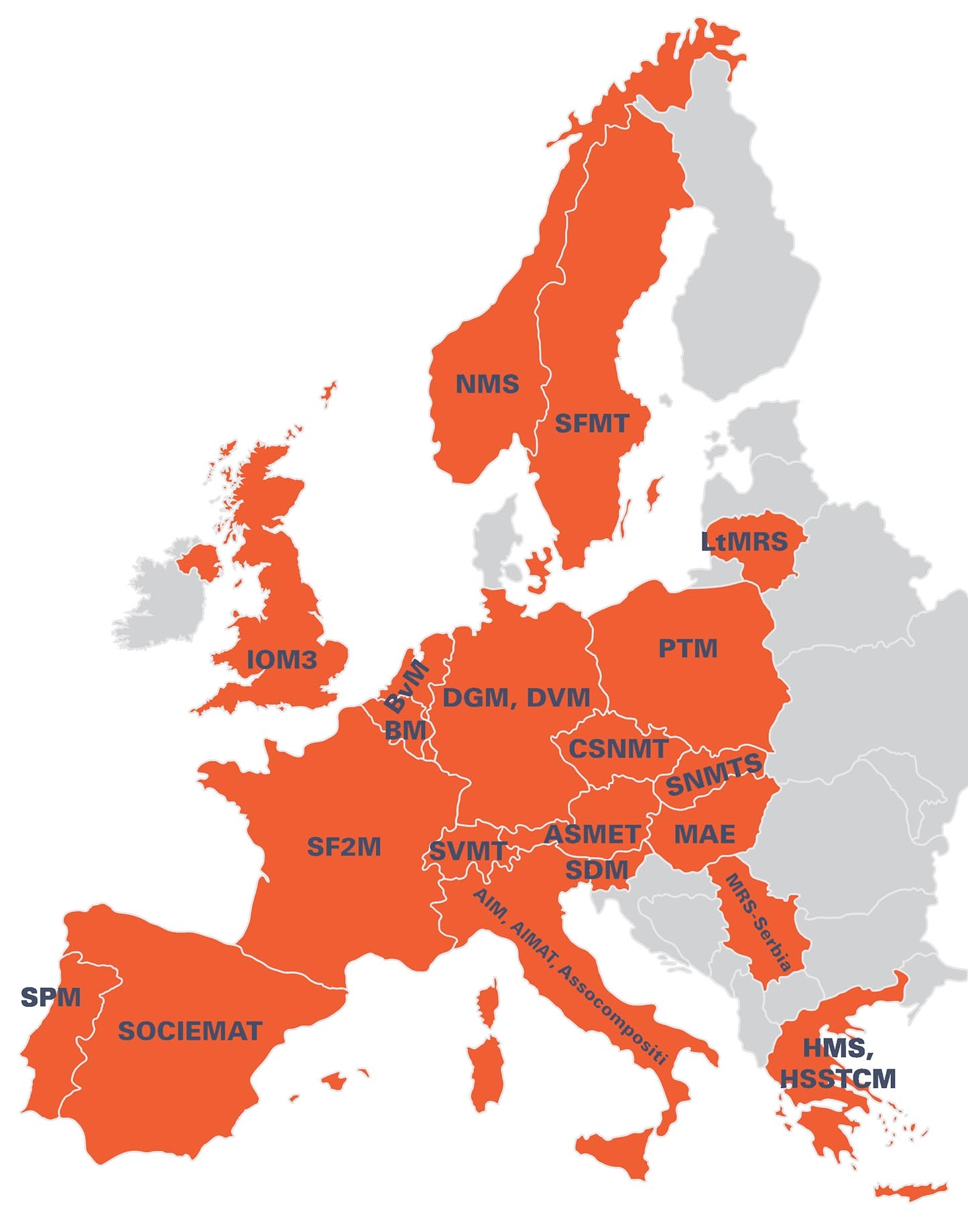 Map of FEMS members in Europe