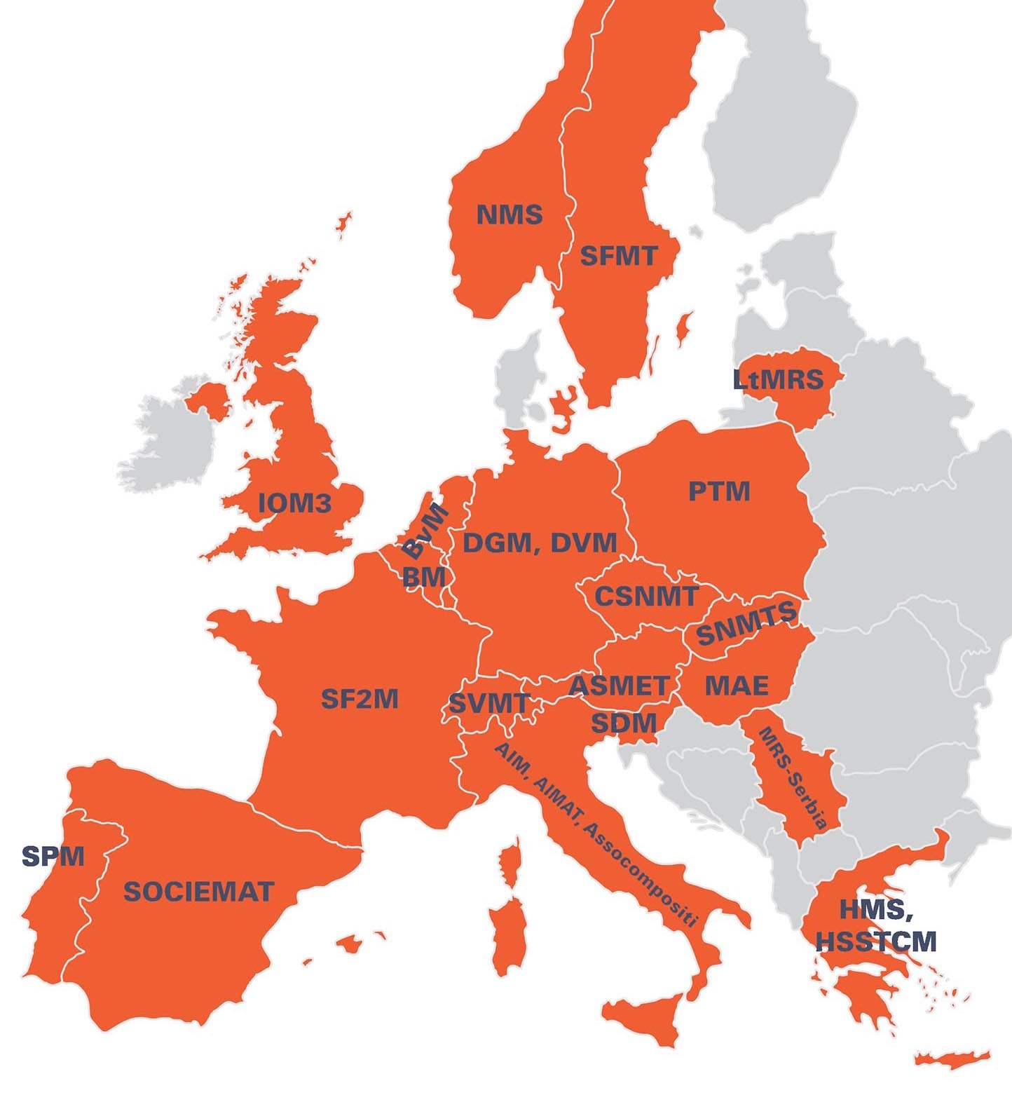 Map of FEMS members in Europe